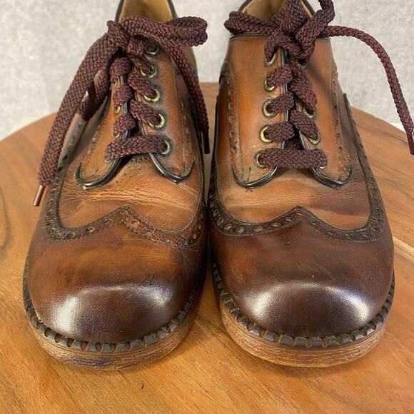 👞 Vintage 70s Two-Tone Brogue Oxfords Men’s 10 – Mod Rockabilly Style 🤎 - Picture 5 of 14